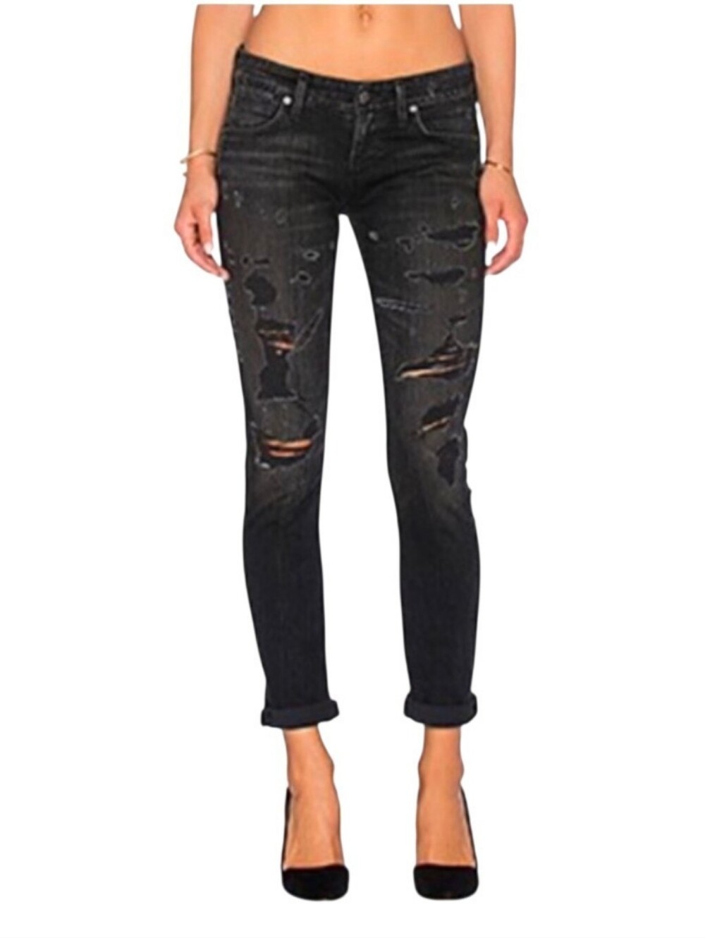 AGOLDE REVOLVE Black Distressed Chloe Jeans - Size 30